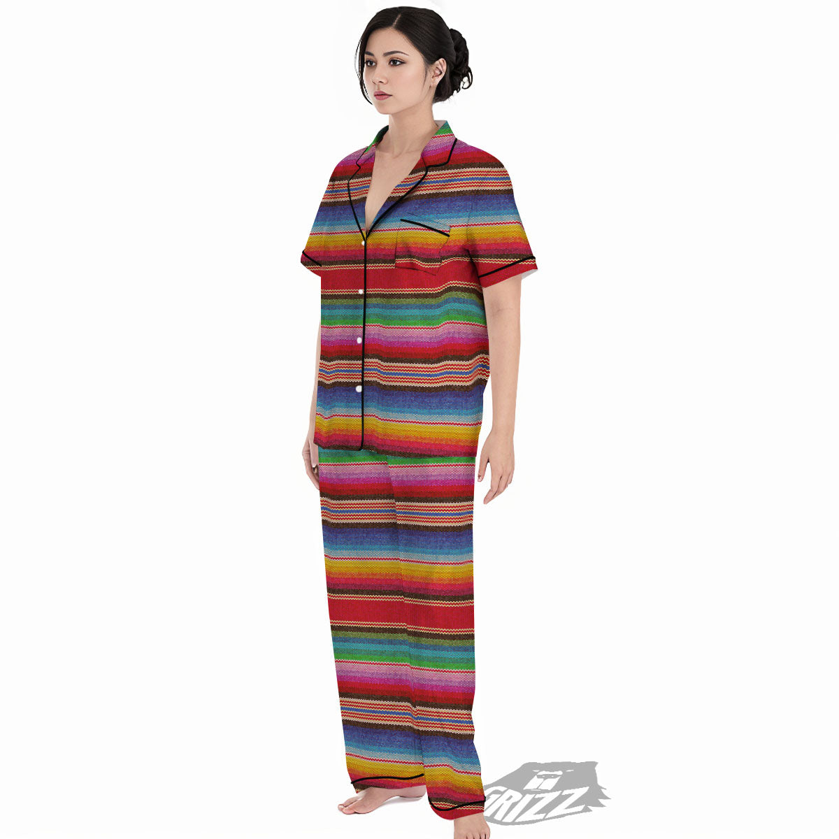 Serape Blanket Ethnic Print Pattern Women's Pajamas Set-grizzshop