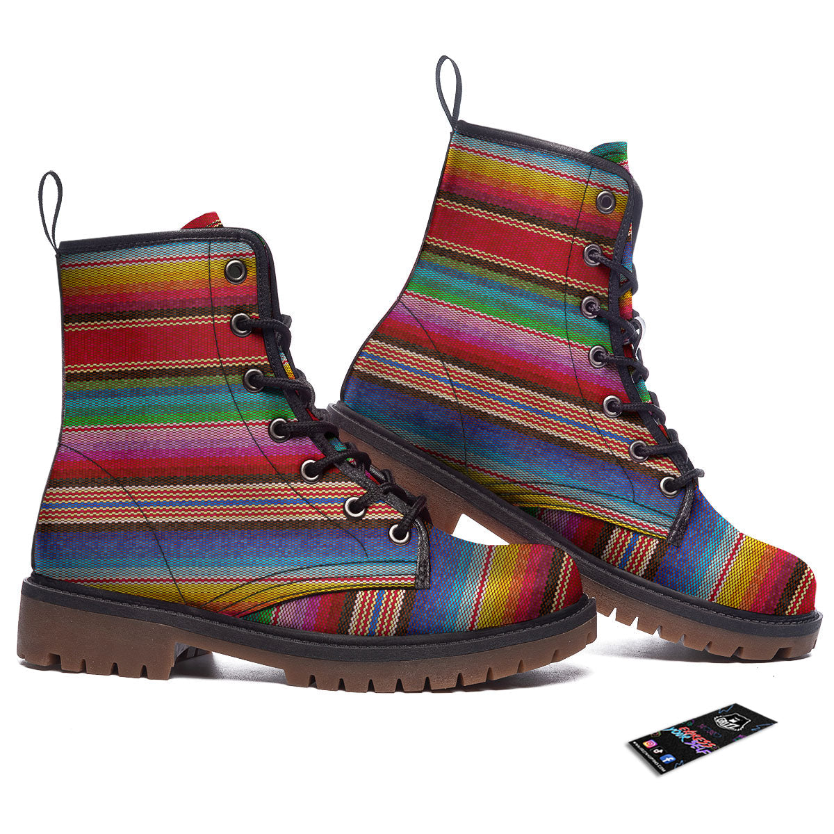 Serape Blanket Ethnic Print Pattern Work Boots-grizzshop