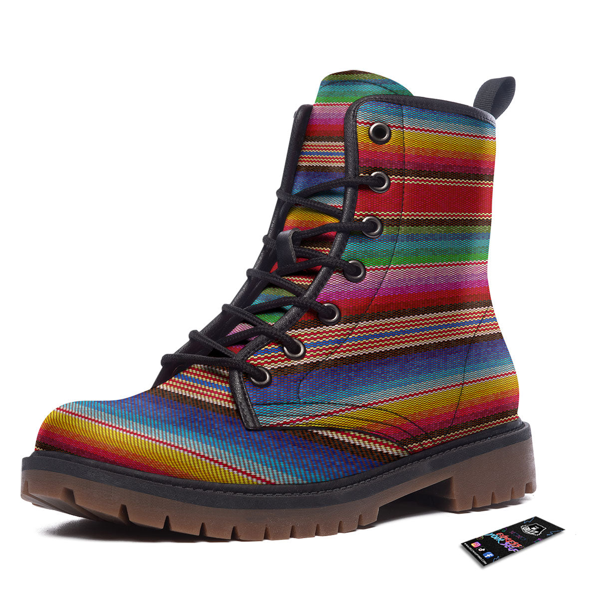 Serape Blanket Ethnic Print Pattern Work Boots-grizzshop