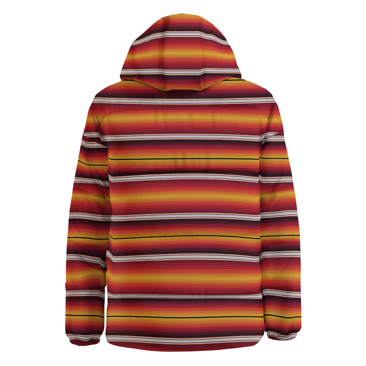 Serape Ethnic Boho Stripes Mexican Black Orange Print Down Jacket-grizzshop