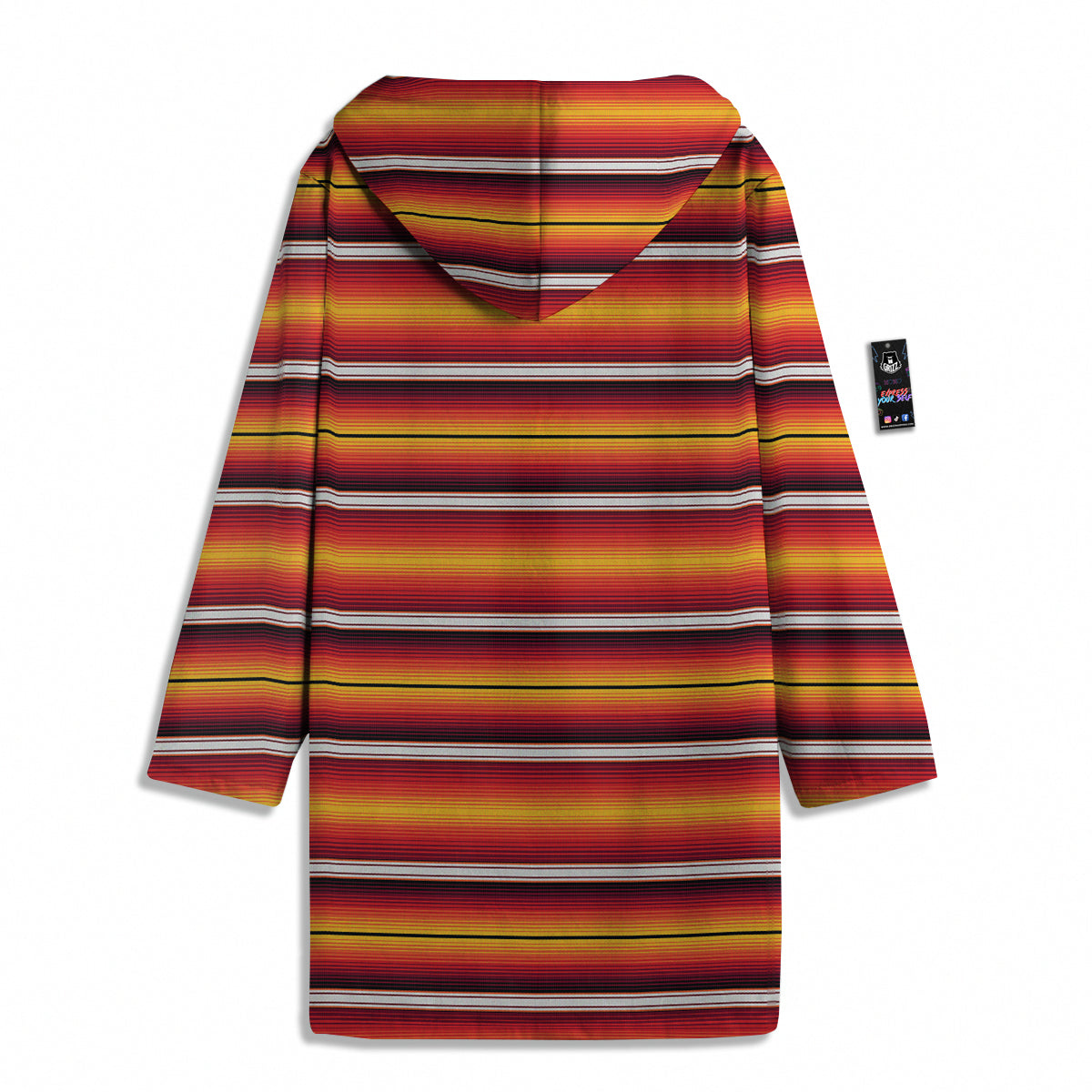 Serape Ethnic Boho Stripes Mexican Black Orange Print Men's Windbreaker Jacket-grizzshop