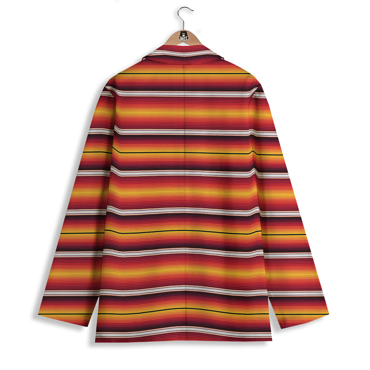 Serape Ethnic Boho Stripes Mexican Black Orange Print Women's Blazer-grizzshop