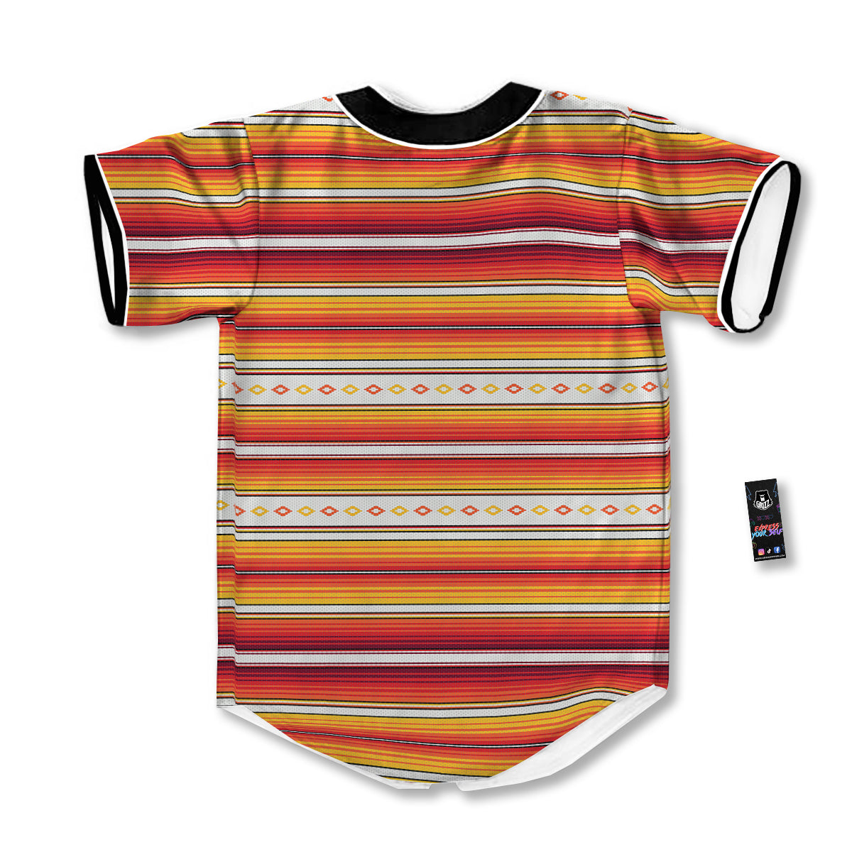 Serape Ethnic Boho Stripes Mexican Orange Print Baseball Jersey-grizzshop
