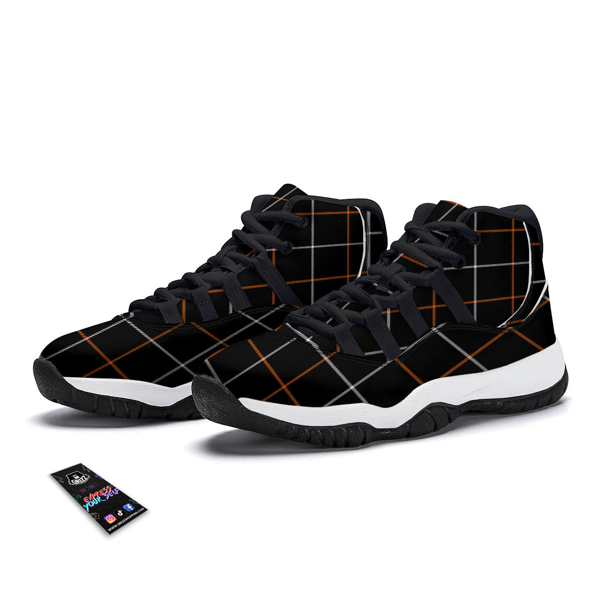 Serape Ethnic Boho Stripes Mexican Orange Print Black Bball Shoes-grizzshop