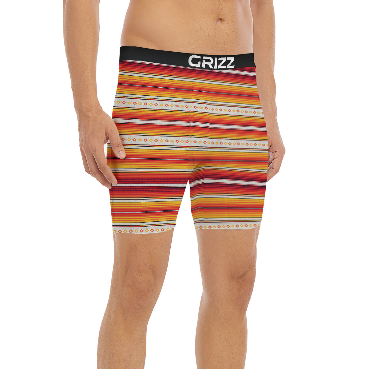 Serape Ethnic Boho Stripes Mexican Orange Print Boxer Briefs-grizzshop