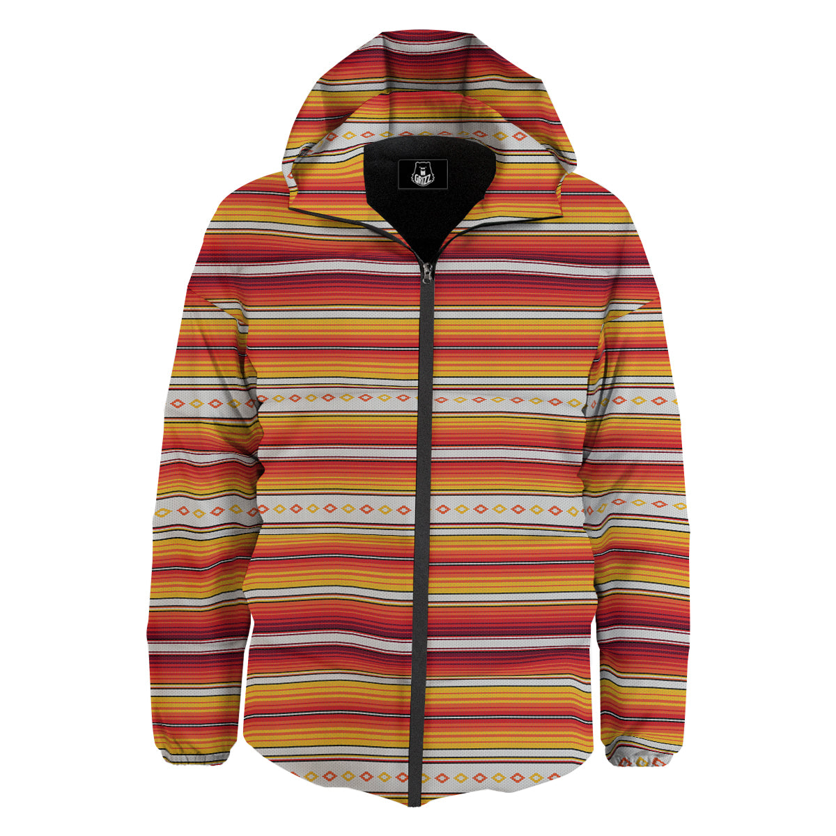 Serape Ethnic Boho Stripes Mexican Orange Print Down Jacket-grizzshop