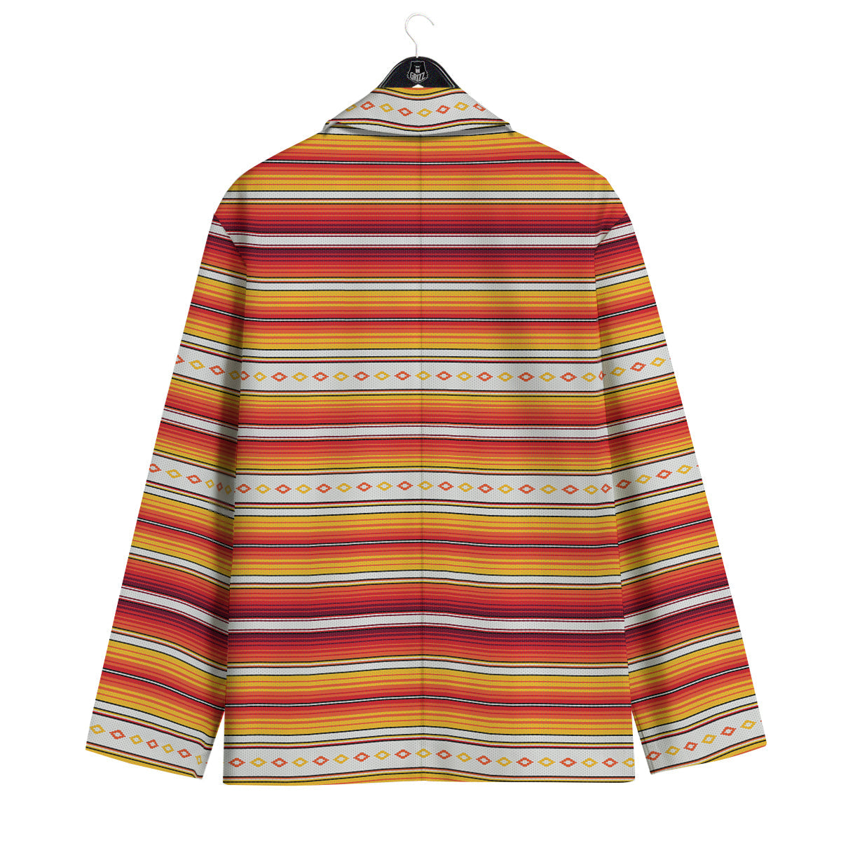 Serape Ethnic Boho Stripes Mexican Orange Print Men's Sport Coat-grizzshop