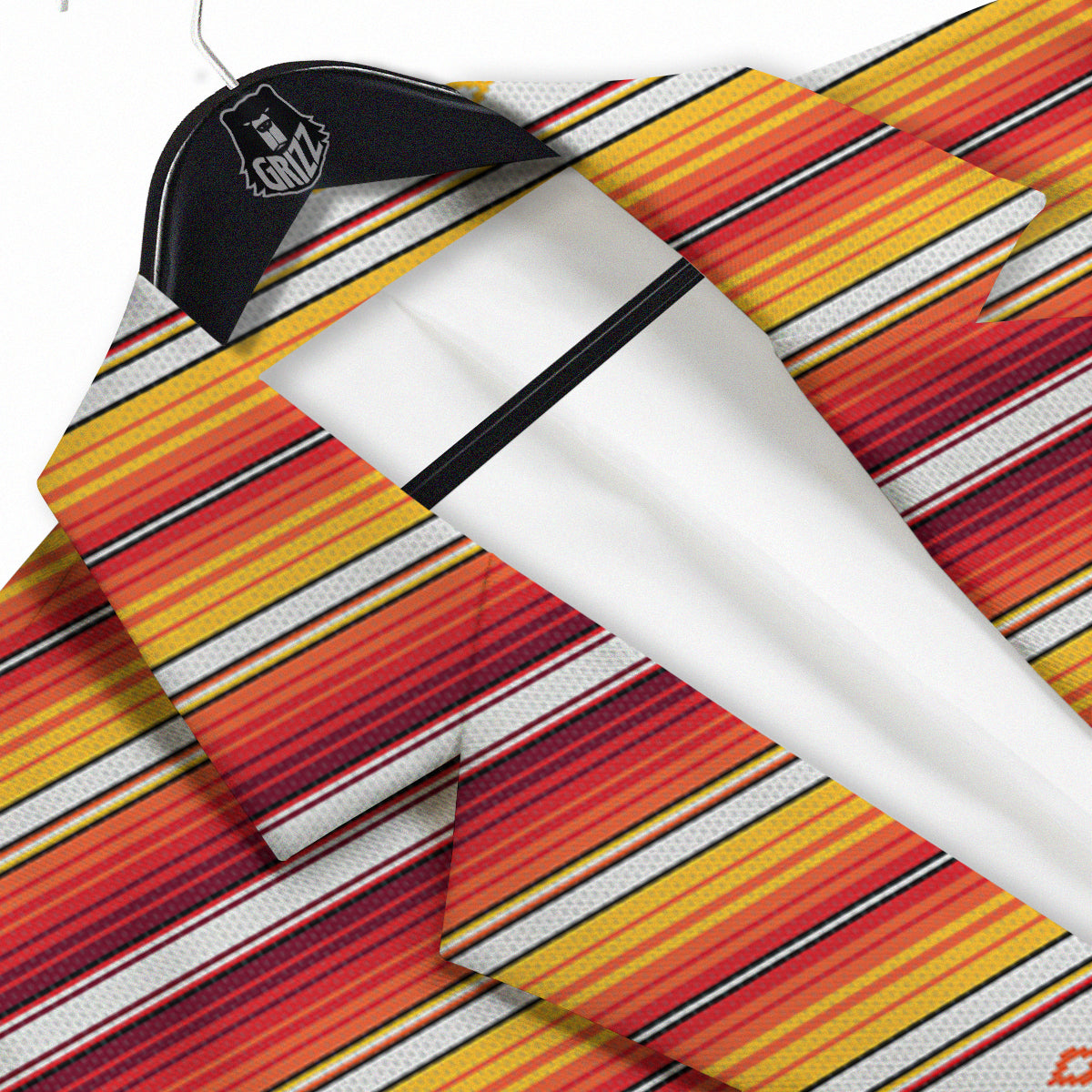 Serape Ethnic Boho Stripes Mexican Orange Print Men's Sport Coat-grizzshop