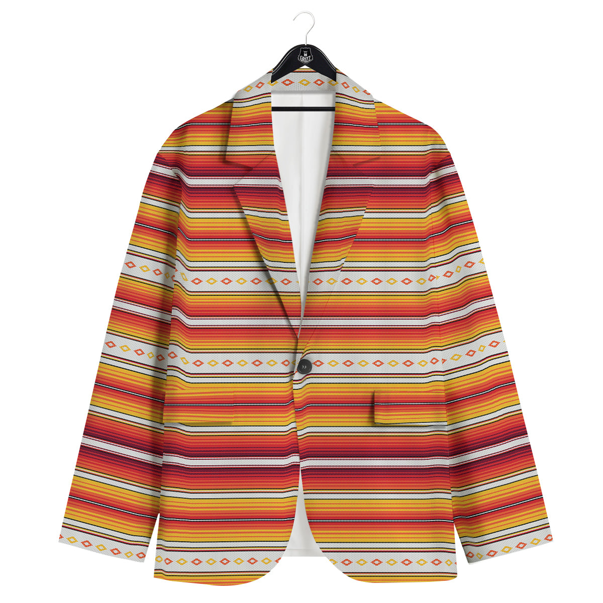 Serape Ethnic Boho Stripes Mexican Orange Print Men's Sport Coat-grizzshop