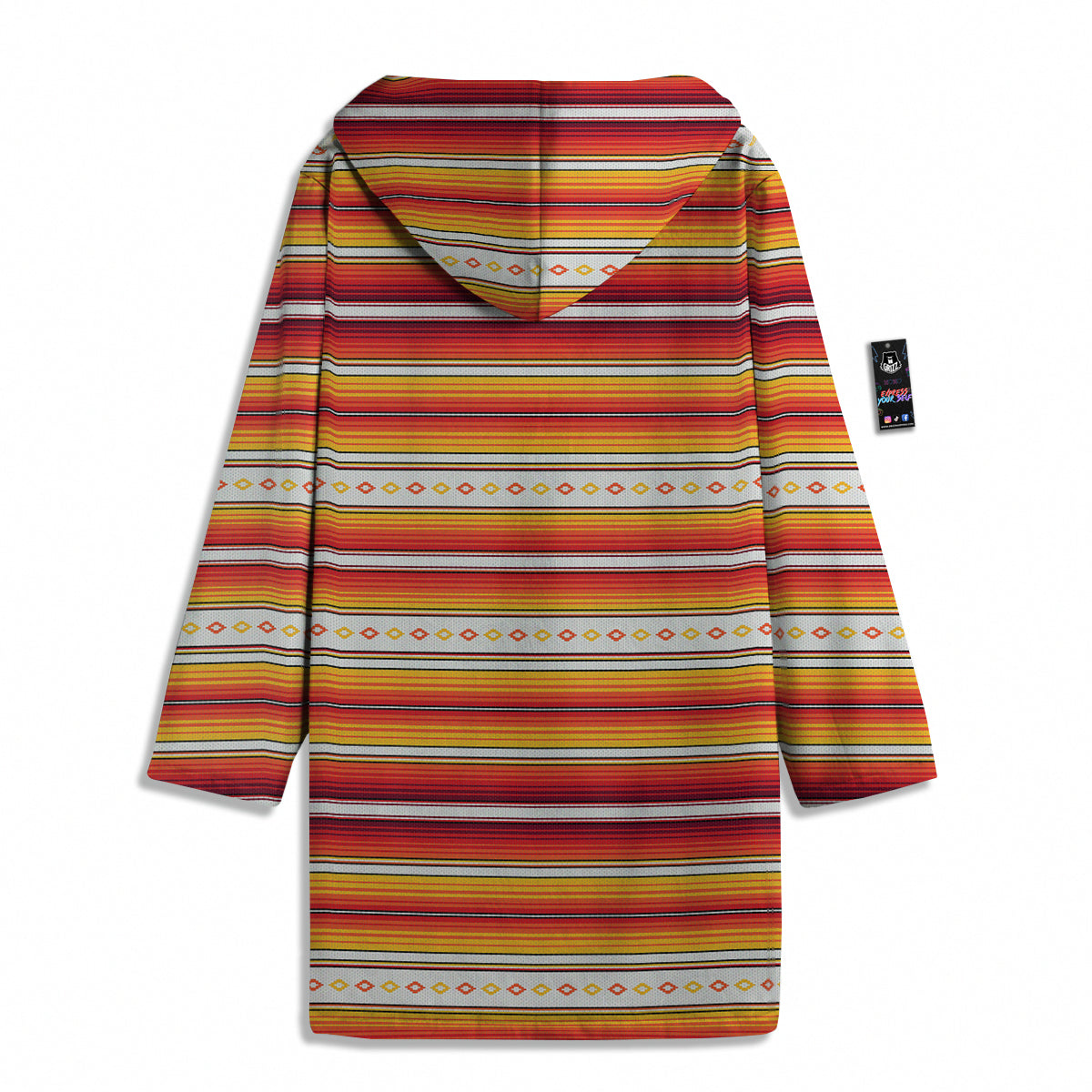 Serape Ethnic Boho Stripes Mexican Orange Print Men's Windbreaker Jacket-grizzshop