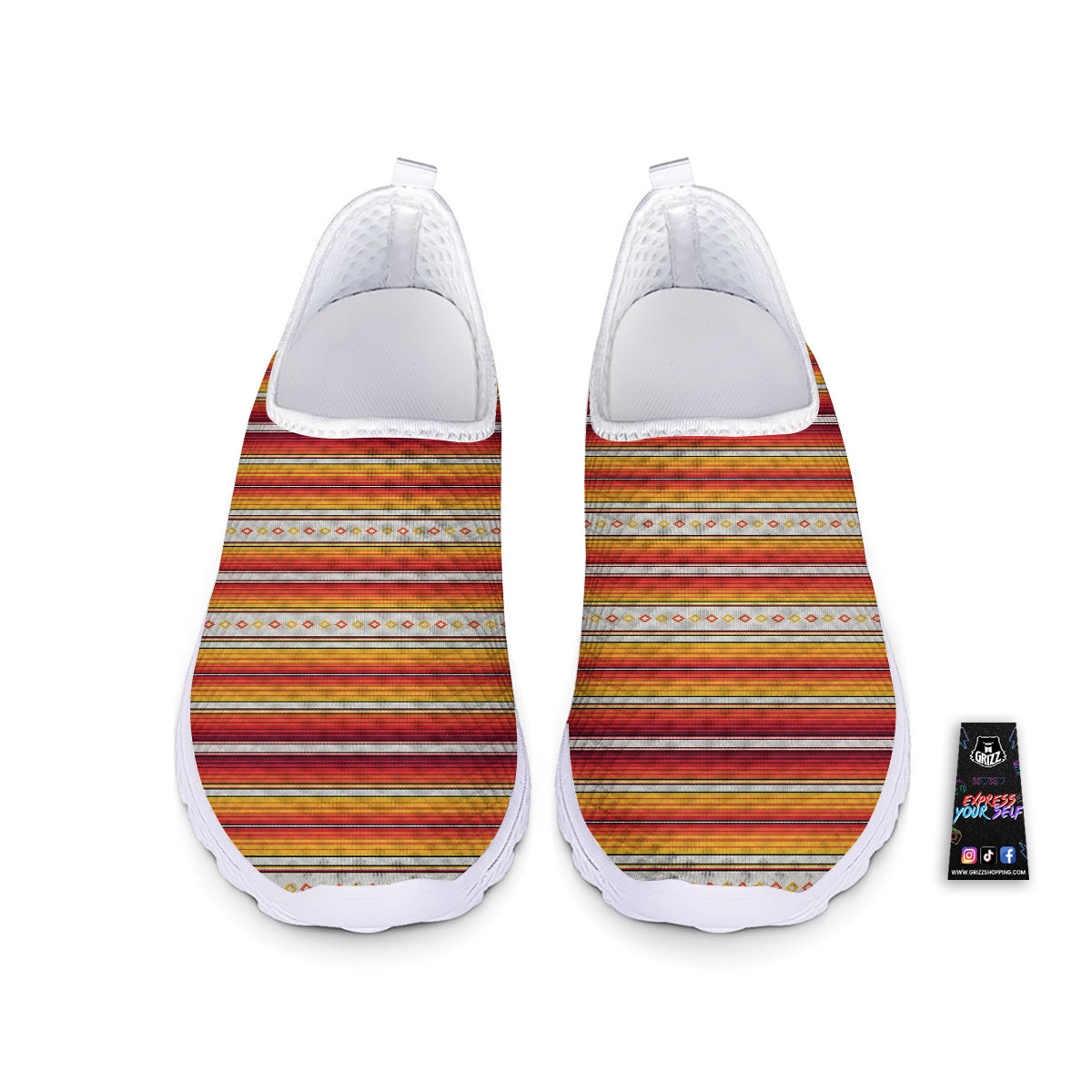 Serape Ethnic Boho Stripes Mexican Orange Print Nurse Shoes-grizzshop
