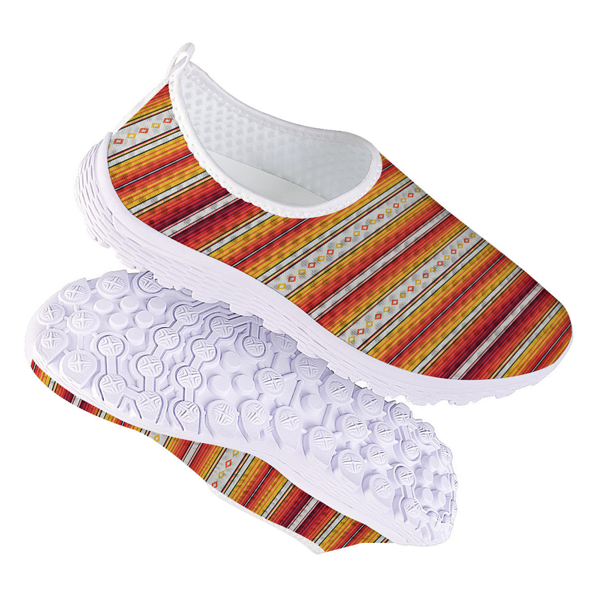 Serape Ethnic Boho Stripes Mexican Orange Print Nurse Shoes-grizzshop