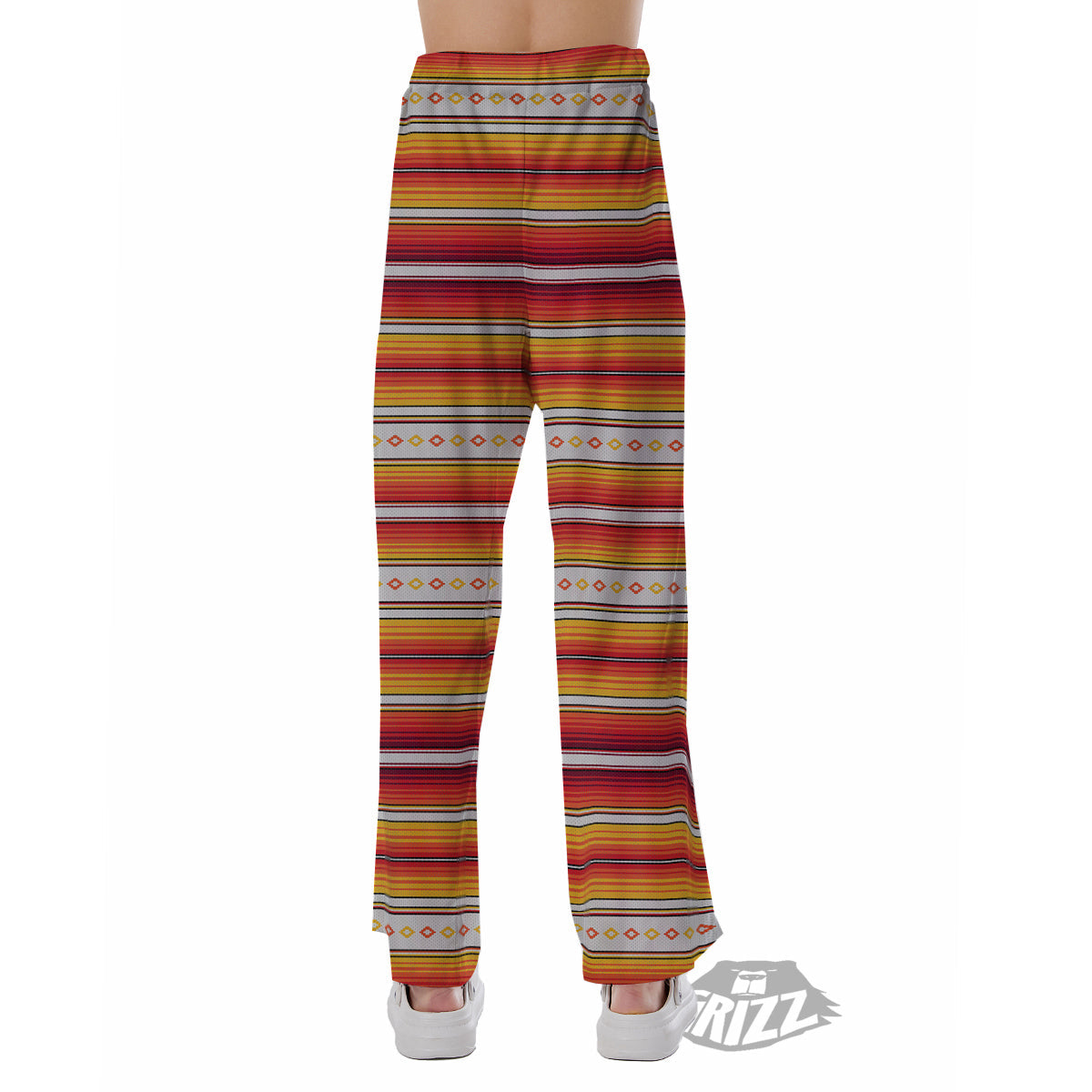 Serape Ethnic Boho Stripes Mexican Orange Print Pajama Pants-grizzshop