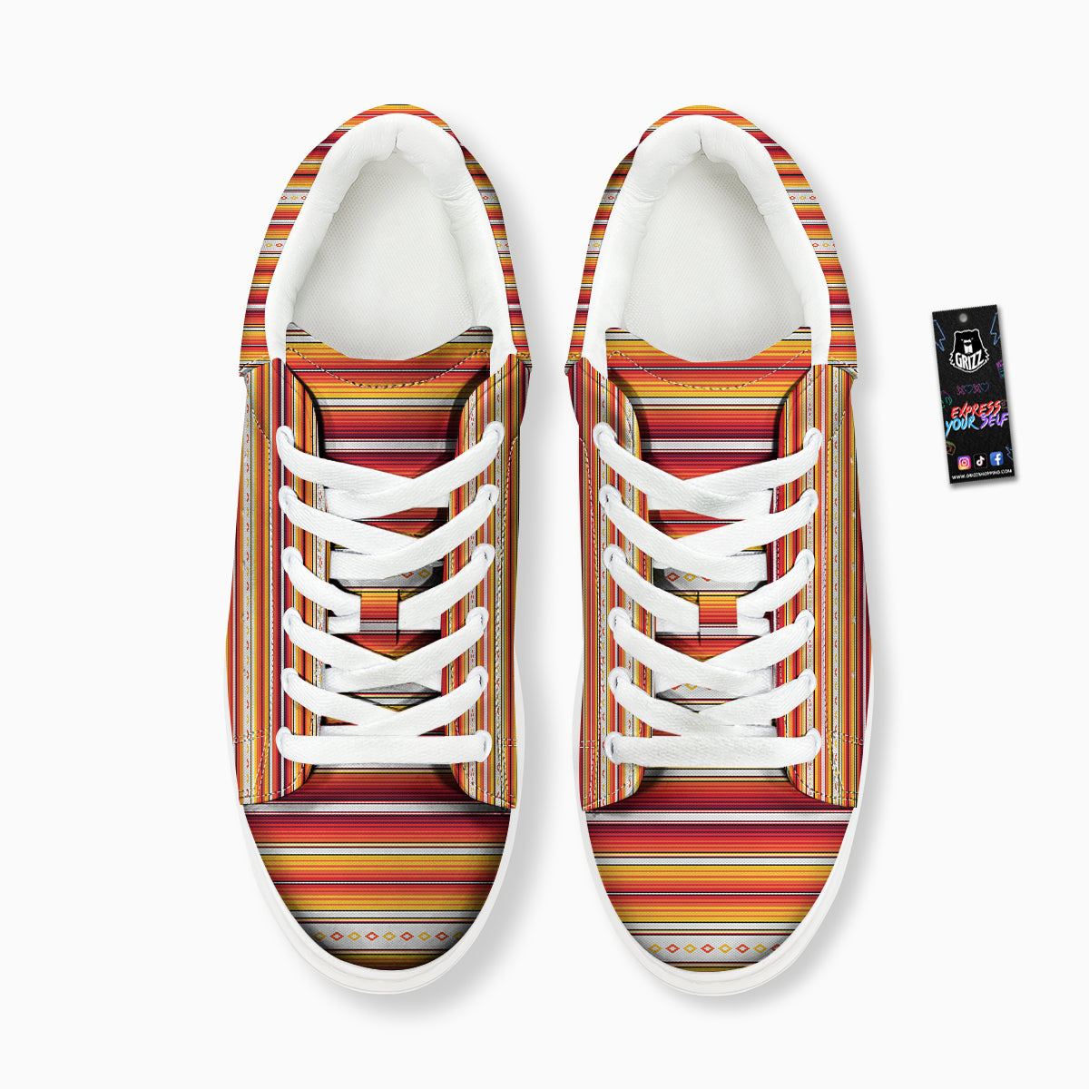 Serape Ethnic Boho Stripes Mexican Orange Print Platform Shoes-grizzshop