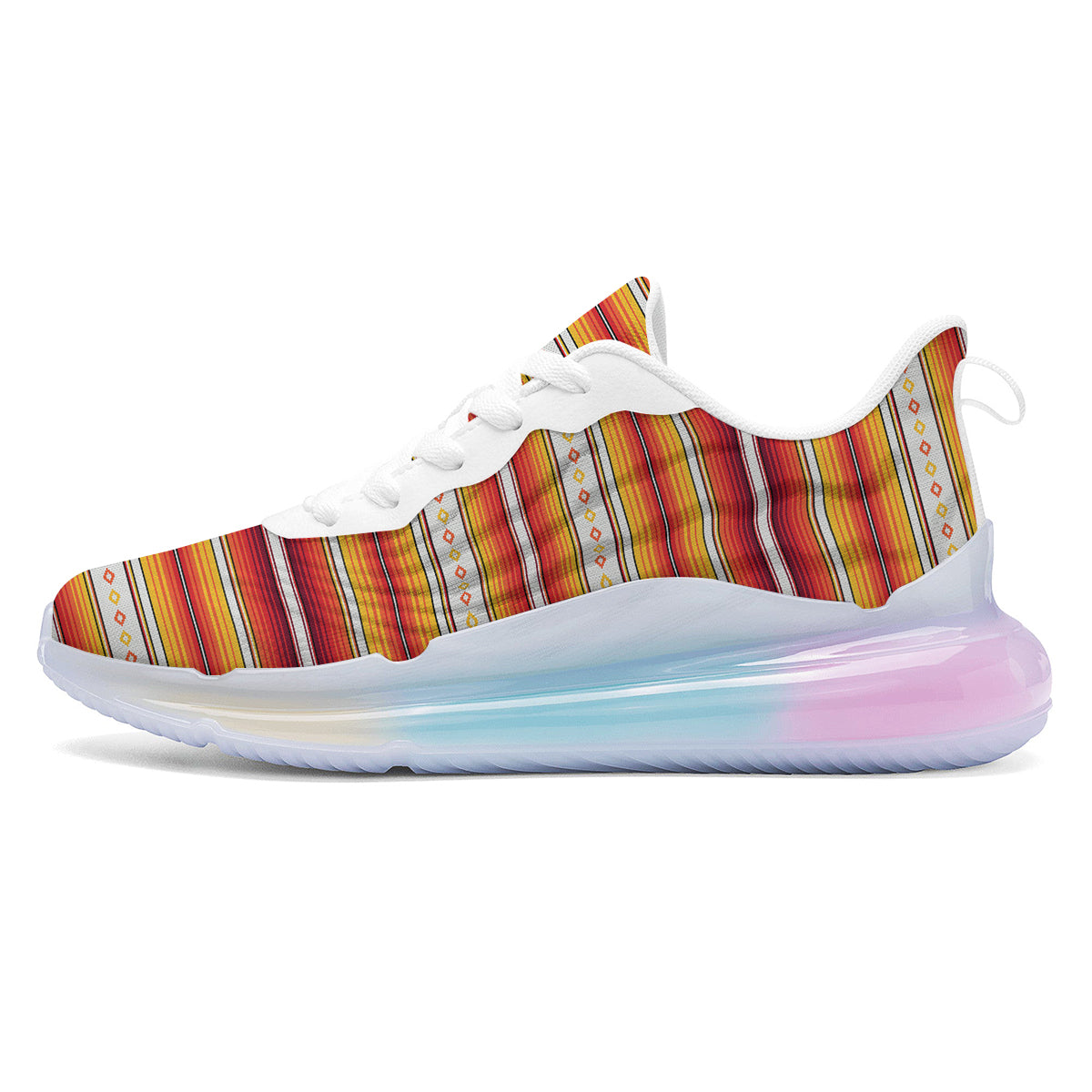 Serape Ethnic Boho Stripes Mexican Orange Print Running Sneakers-grizzshop