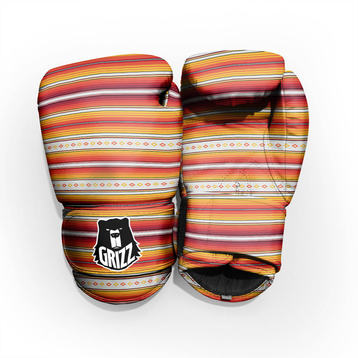 Serape Ethnic Boho Stripes Mexican Orange Print Pro Boxing Glove