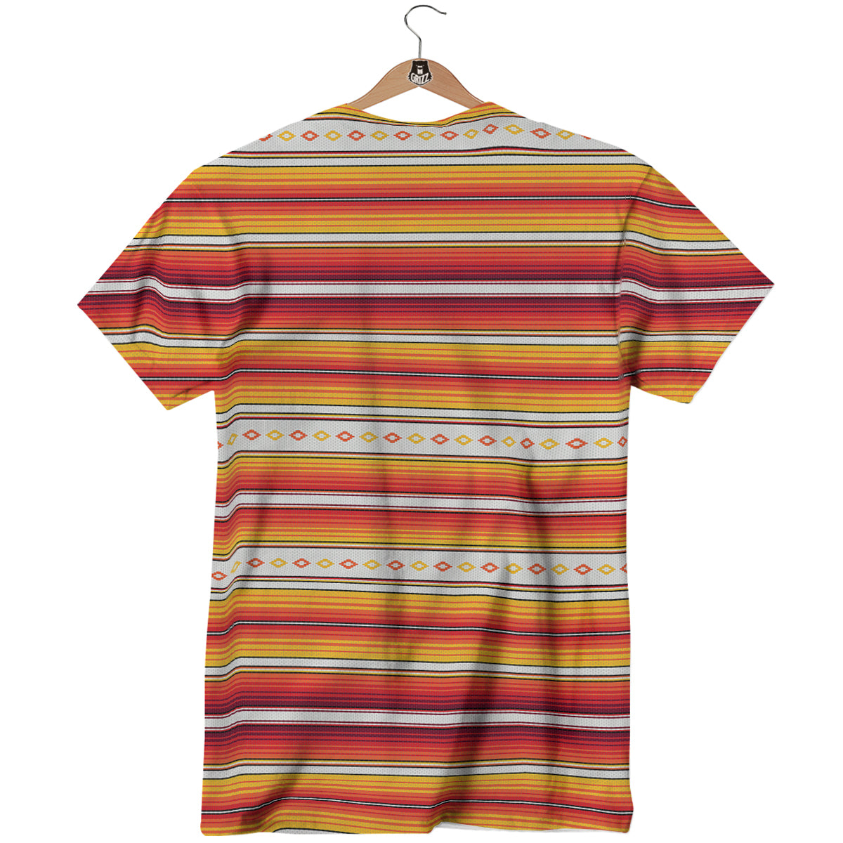 Serape Ethnic Boho Stripes Mexican Orange Print T-Shirt-grizzshop