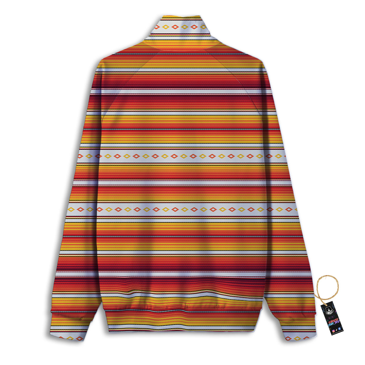 Serape Ethnic Boho Stripes Mexican Orange Print Track Jacket-grizzshop