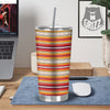 Serape Ethnic Boho Stripes Mexican Orange Print Tumbler-grizzshop