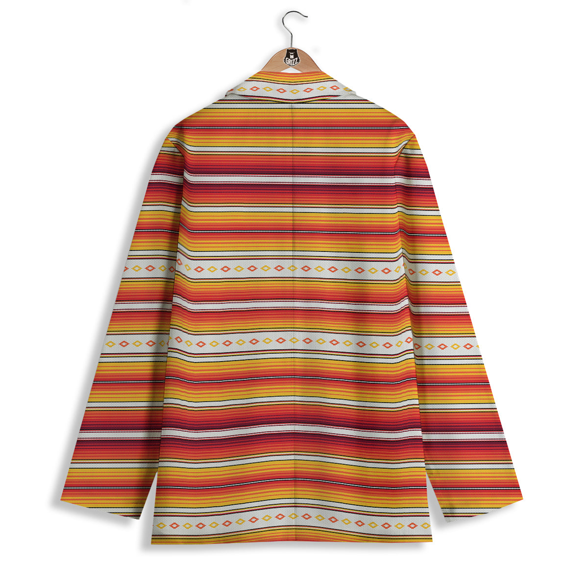 Serape Ethnic Boho Stripes Mexican Orange Print Women's Blazer-grizzshop