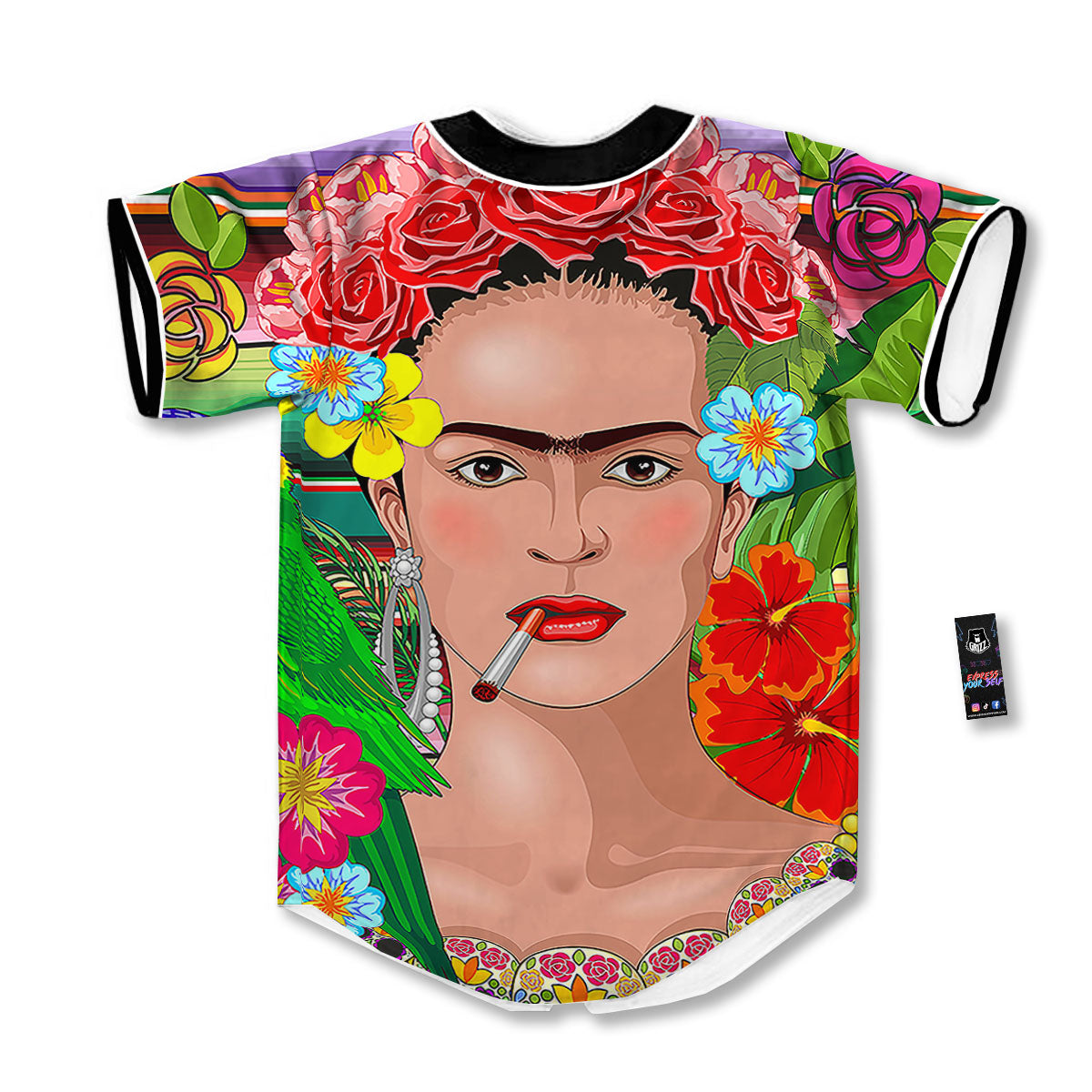 Serape Frida Kahlo Print Baseball Jersey-grizzshop