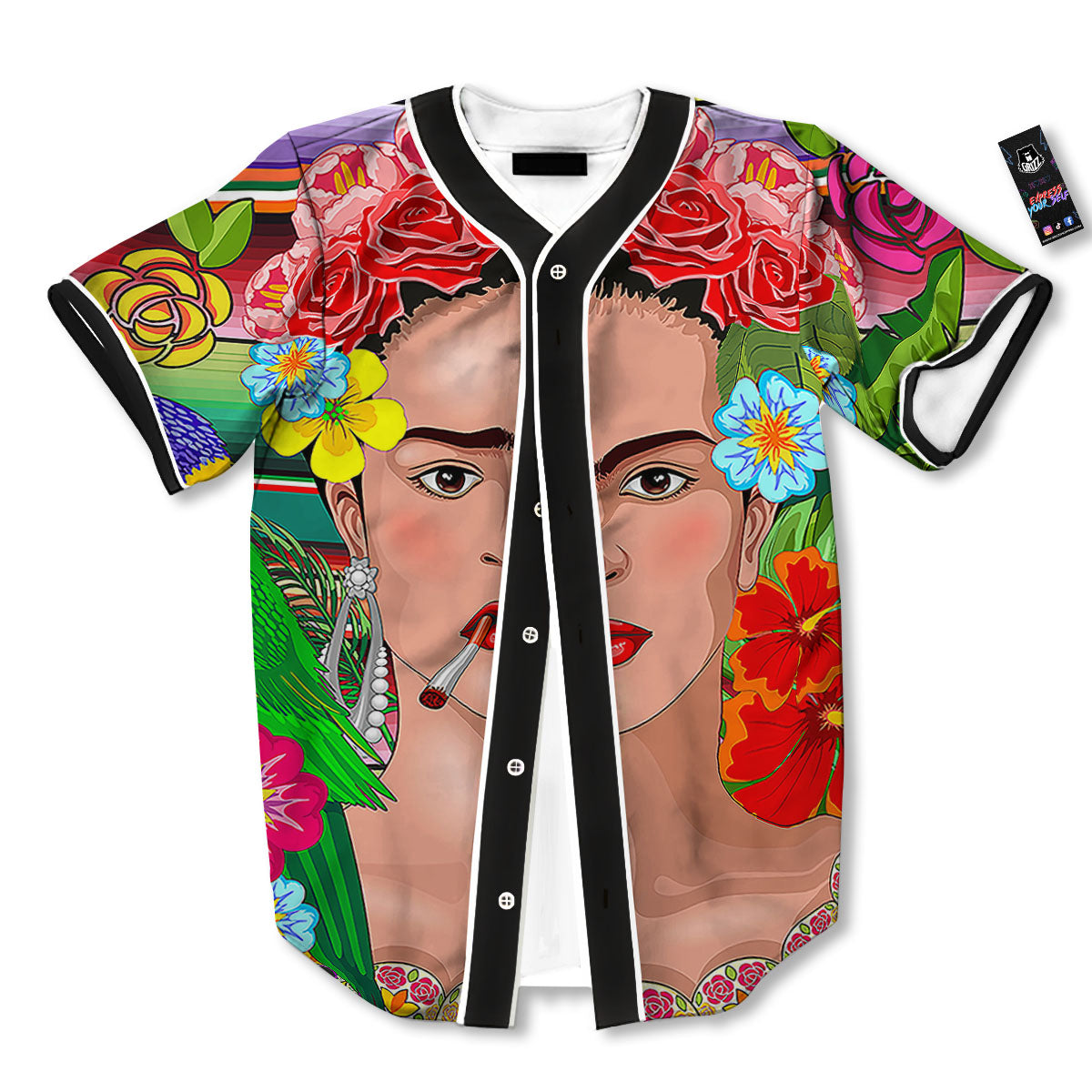 Serape Frida Kahlo Print Baseball Jersey-grizzshop