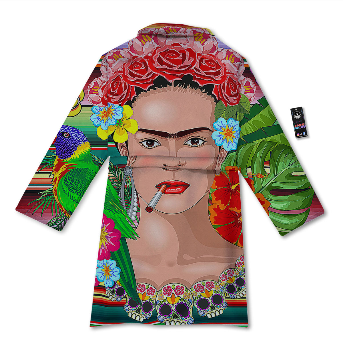 Serape Frida Kahlo Print Bathrobe-grizzshop