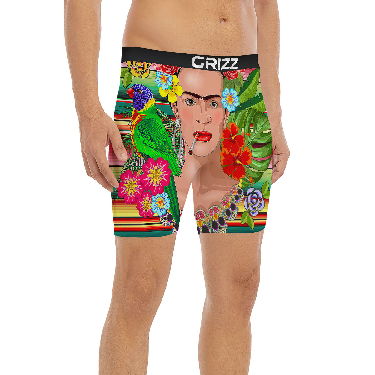 Serape Frida Kahlo Print Boxer Briefs-grizzshop
