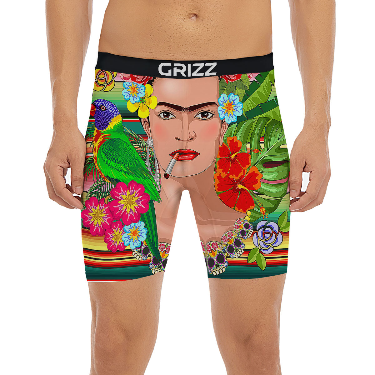 Serape Frida Kahlo Print Boxer Briefs-grizzshop