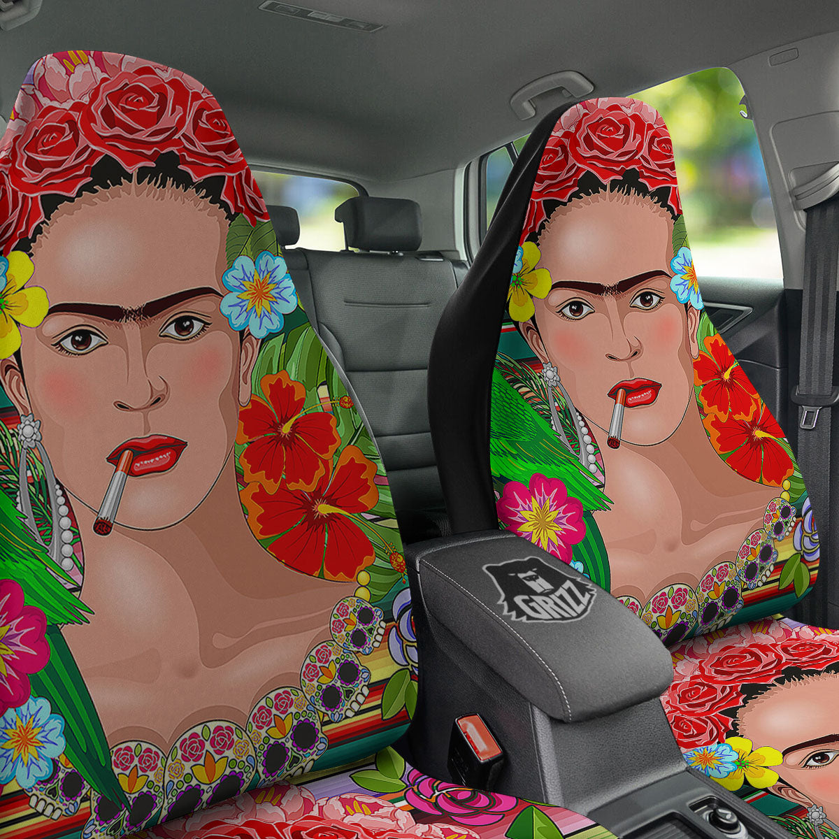 Serape Frida Kahlo Print Car Seat Covers-grizzshop