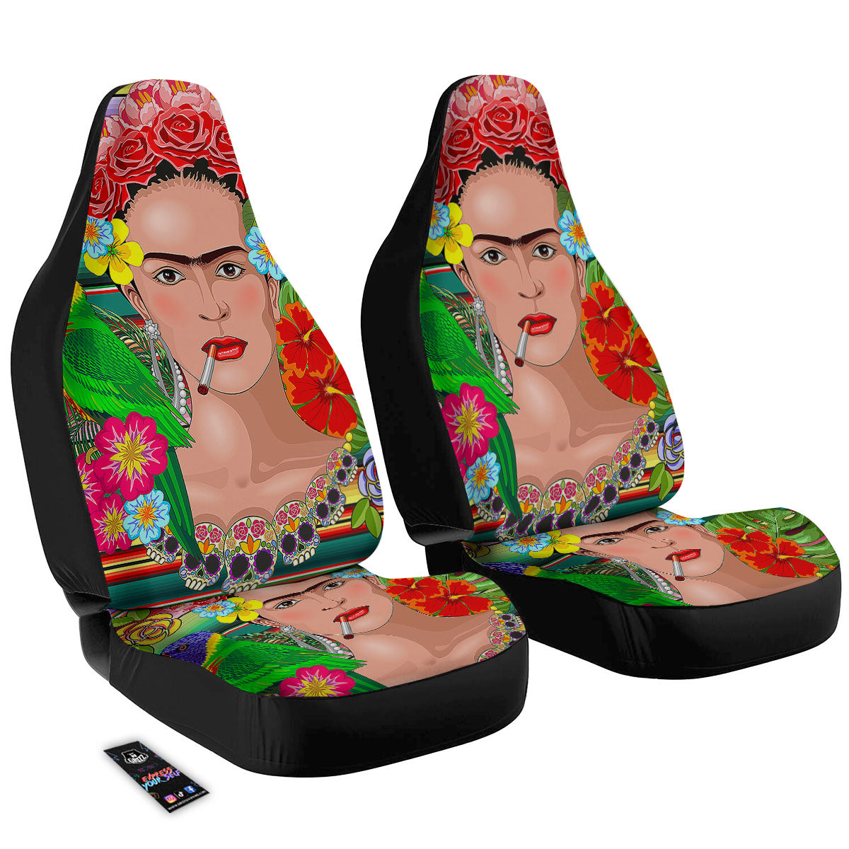 Serape Frida Kahlo Print Car Seat Covers-grizzshop