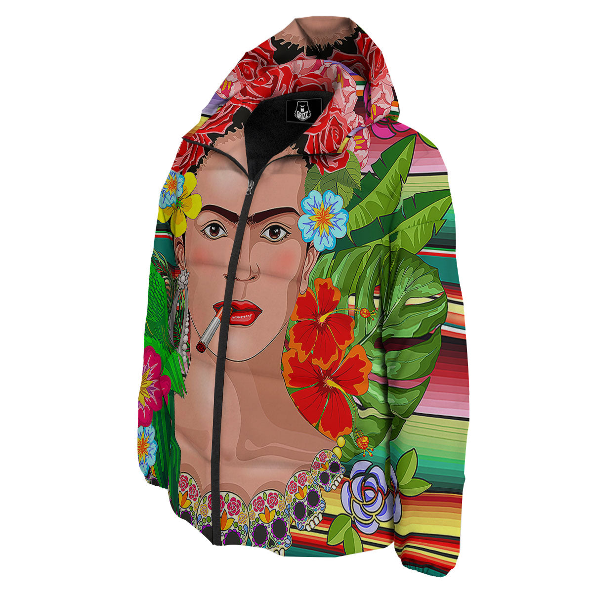 Serape Frida Kahlo Print Down Jacket-grizzshop