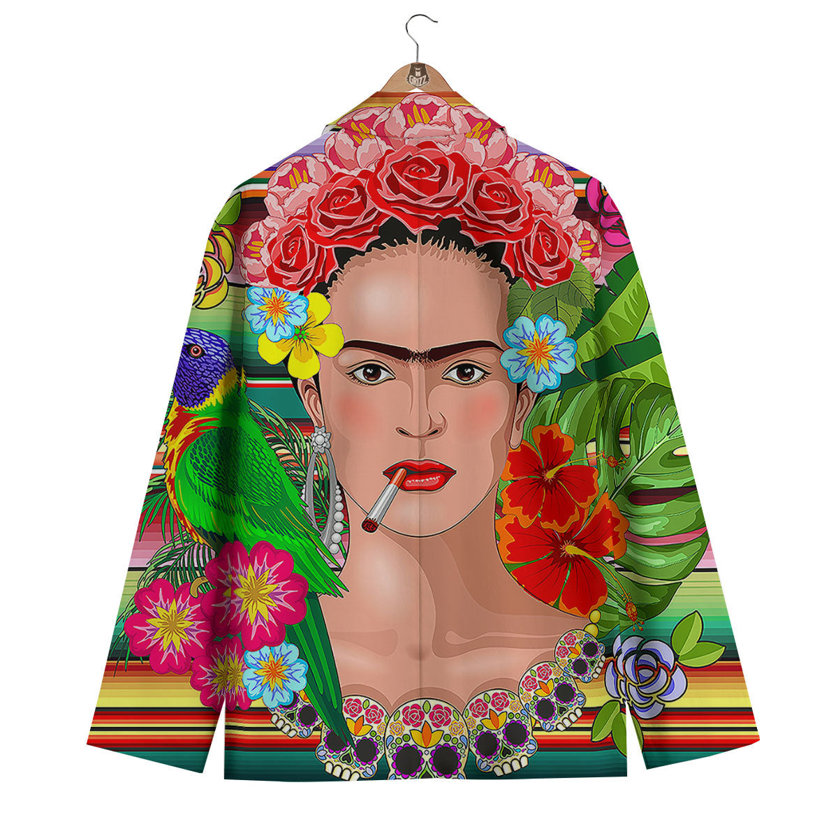 Serape Frida Kahlo Print Men's Blazer-grizzshop