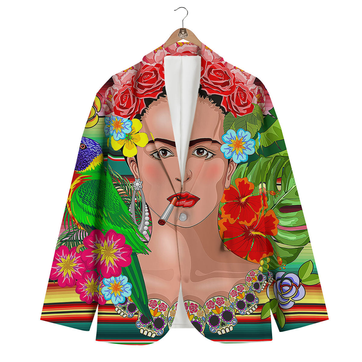 Serape Frida Kahlo Print Men's Blazer-grizzshop