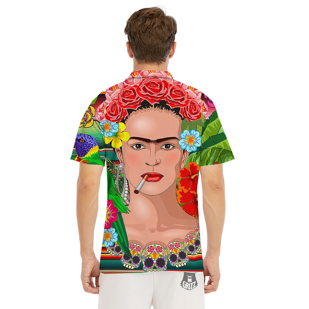 Serape Frida Kahlo Print Men's Golf Shirts-grizzshop