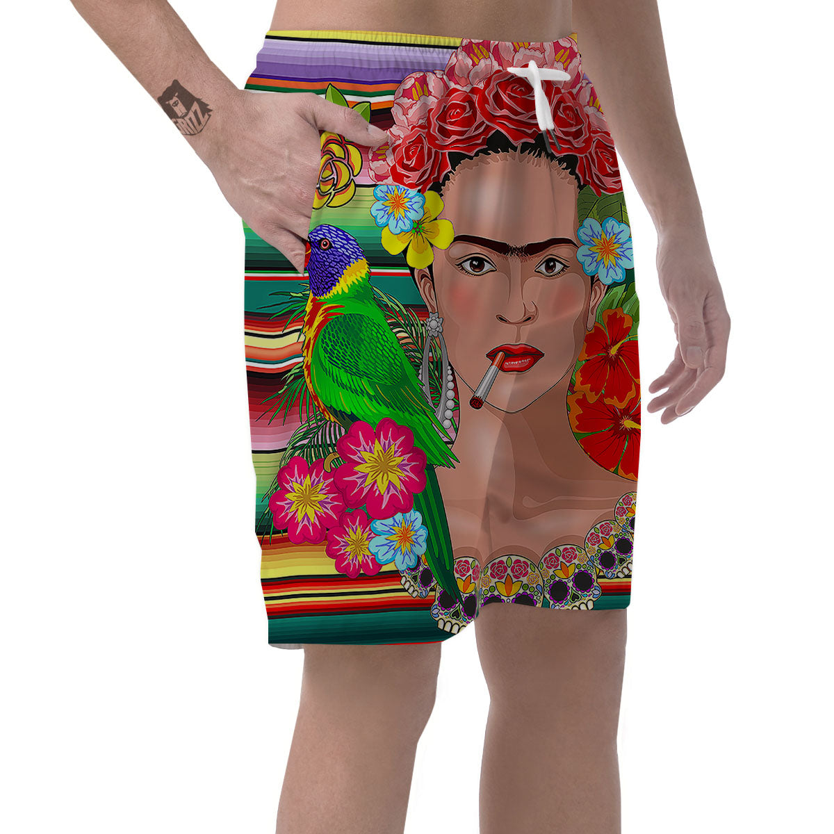 Serape Frida Kahlo Print Men's Shorts-grizzshop