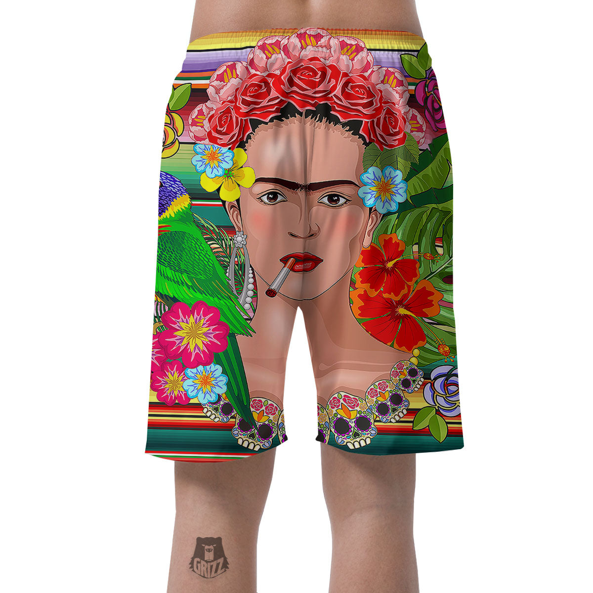 Serape Frida Kahlo Print Men's Shorts-grizzshop