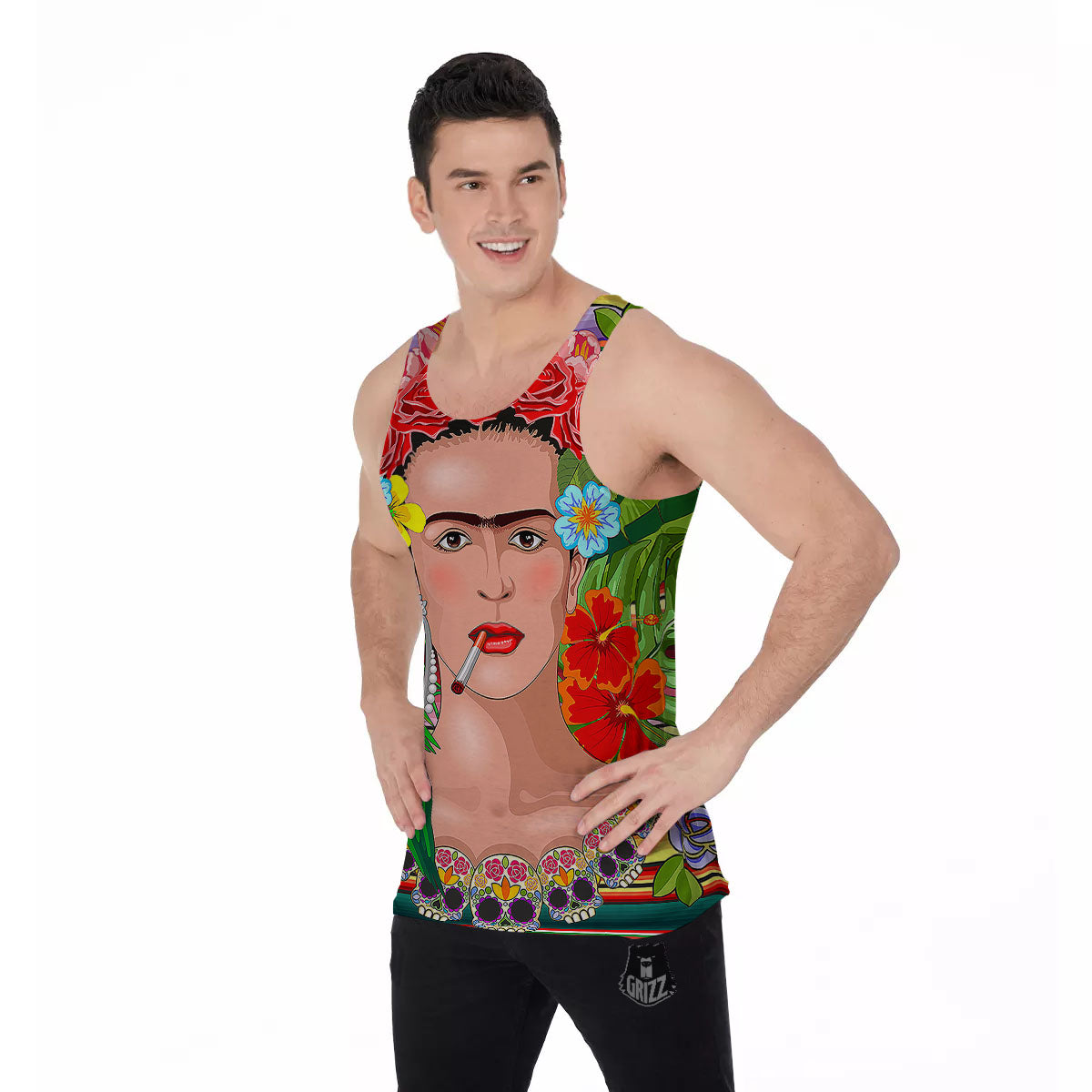 Serape Frida Kahlo Print Men's Tank Top-grizzshop