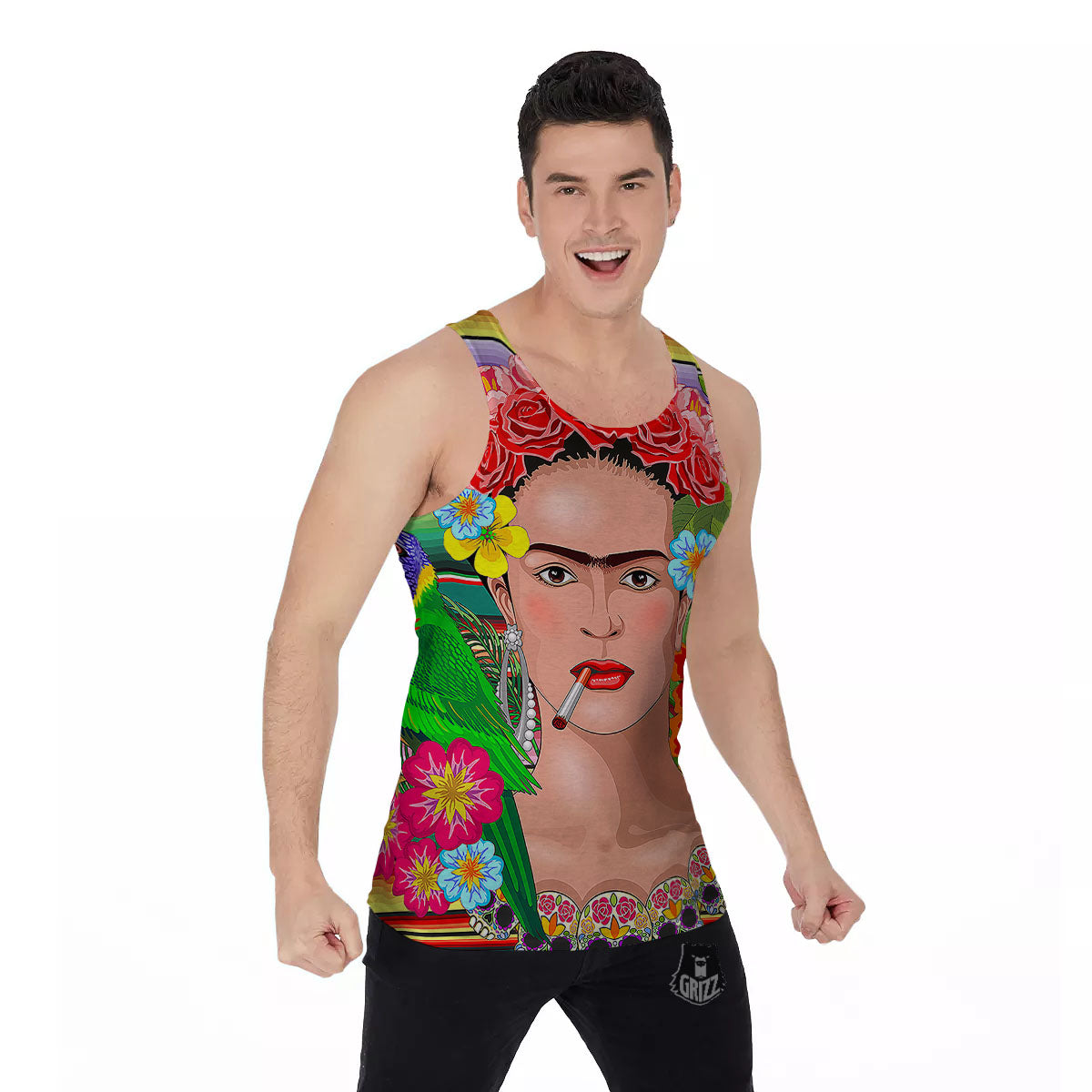 Serape Frida Kahlo Print Men's Tank Top-grizzshop