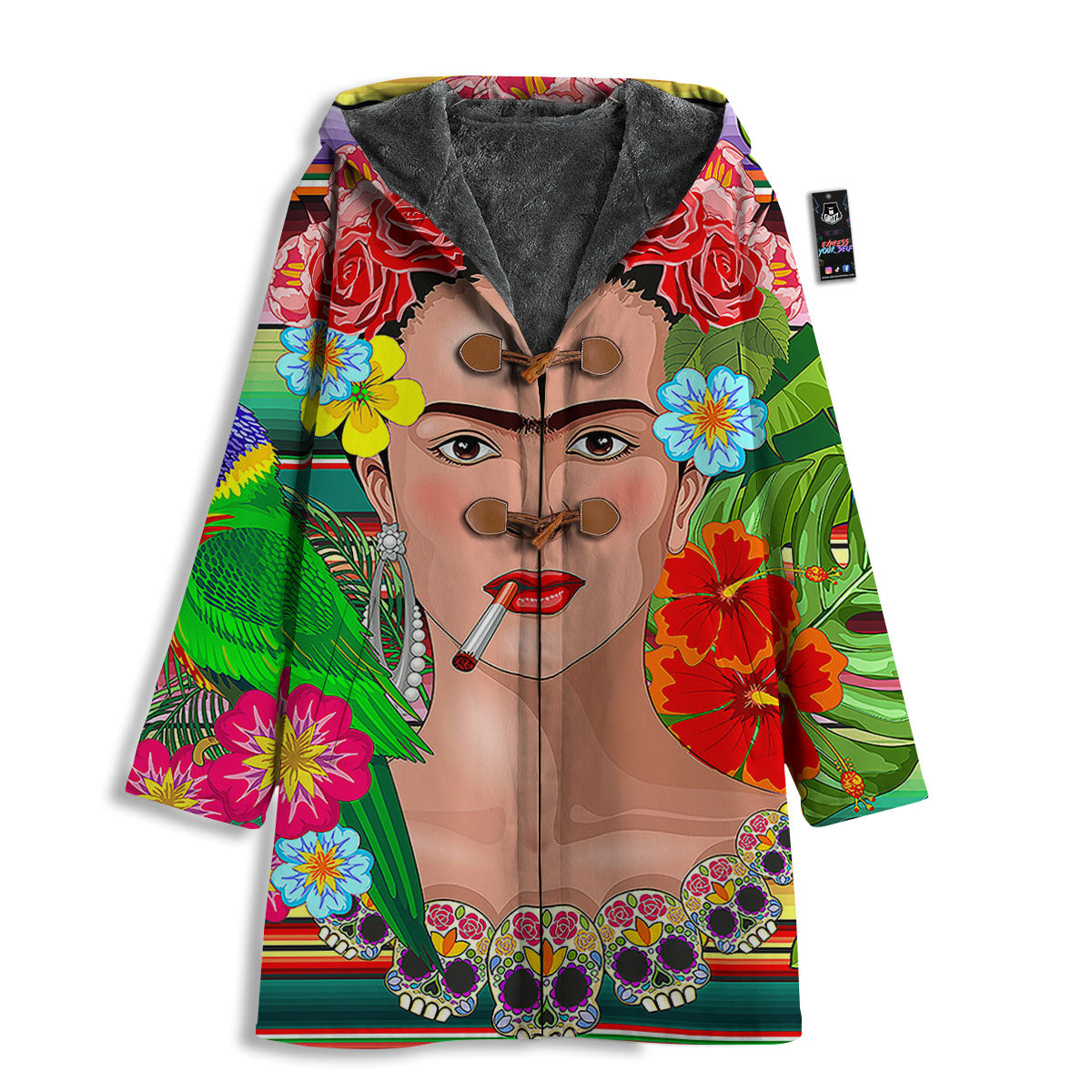 Serape Frida Kahlo Print Men's Windbreaker Jacket-grizzshop