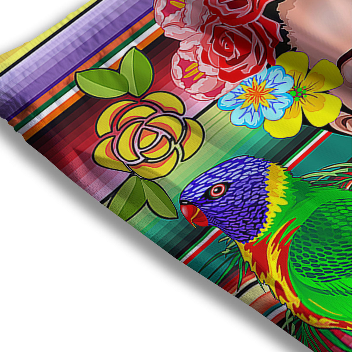 Serape Frida Kahlo Print Mesh Shorts