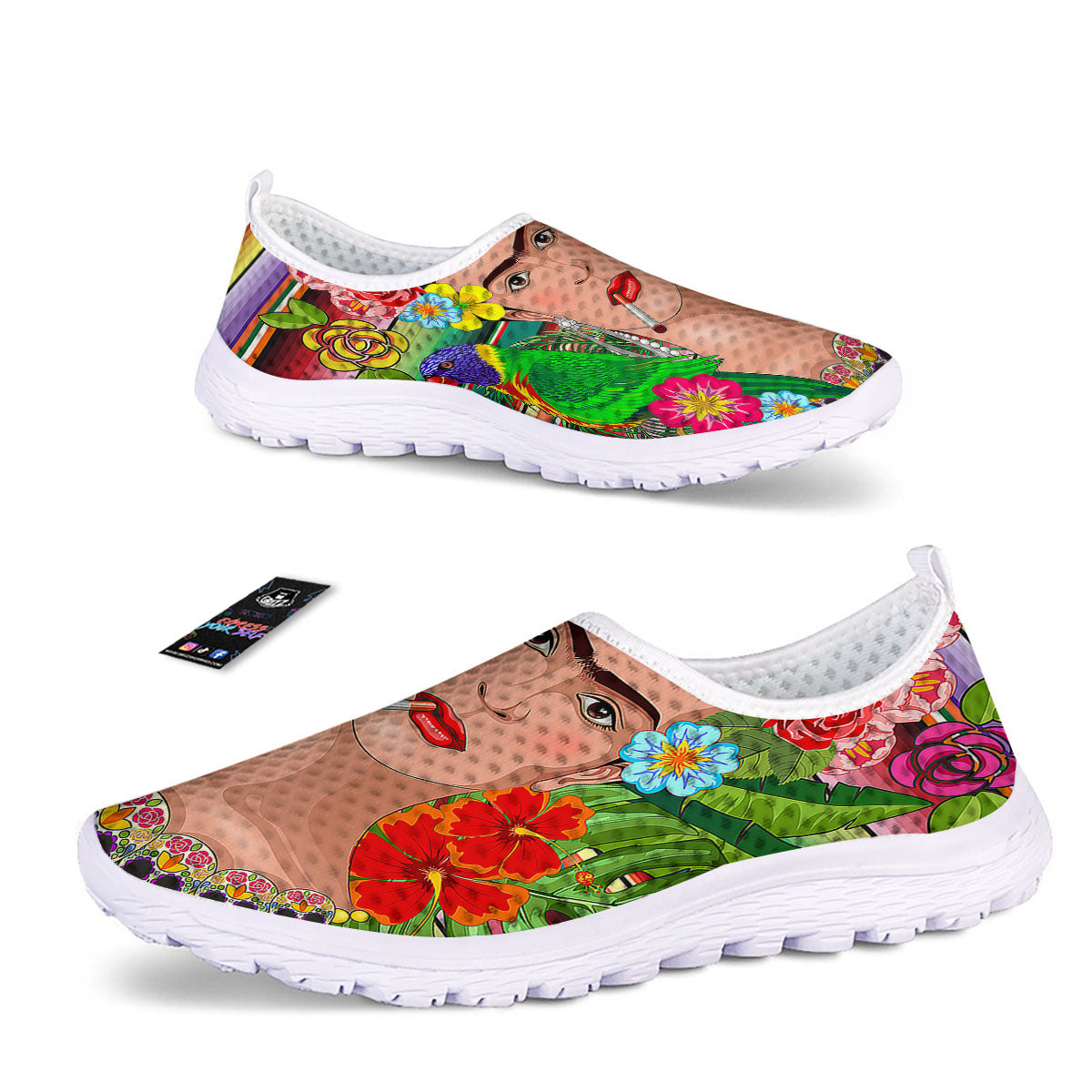 Serape Frida Kahlo Print Nurse Shoes-grizzshop