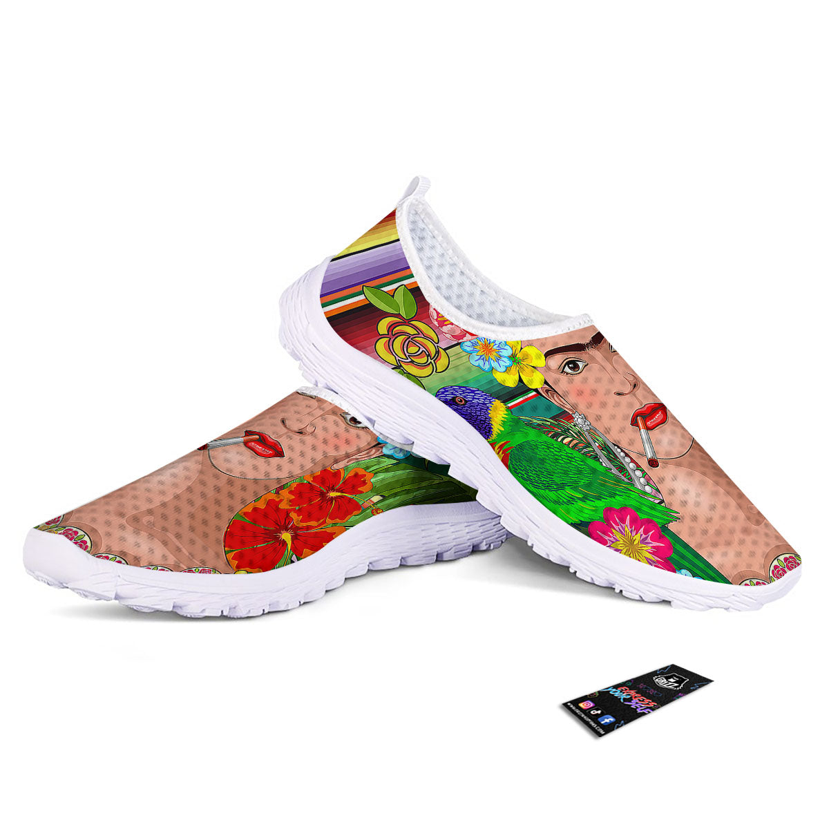 Serape Frida Kahlo Print Nurse Shoes-grizzshop