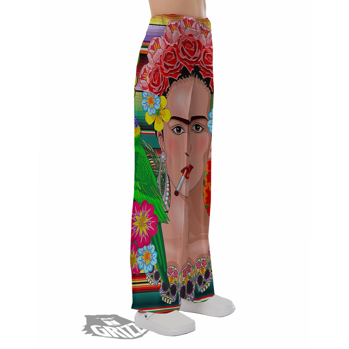Serape Frida Kahlo Print Pajama Pants-grizzshop