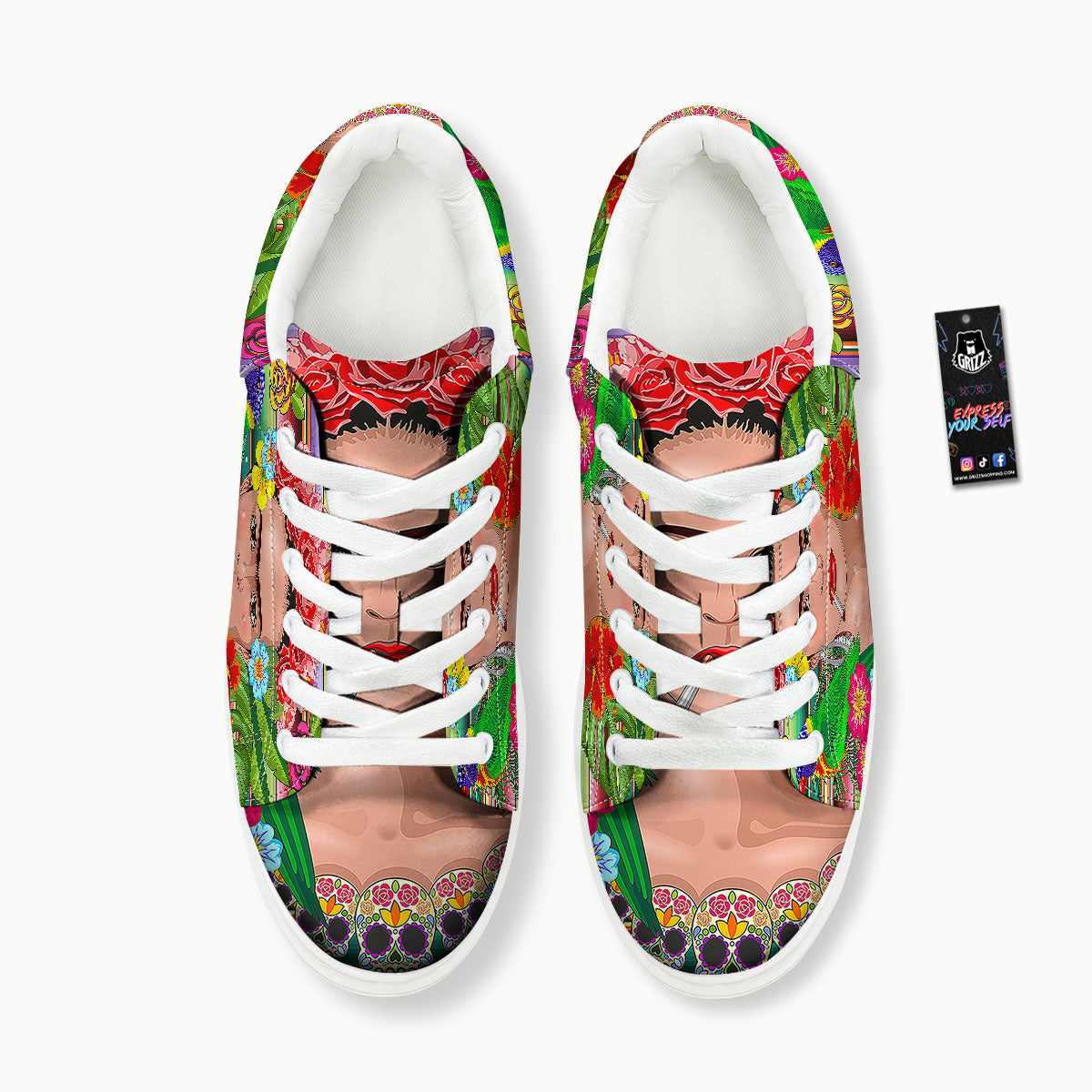 Serape Frida Kahlo Print Platform Shoes-grizzshop
