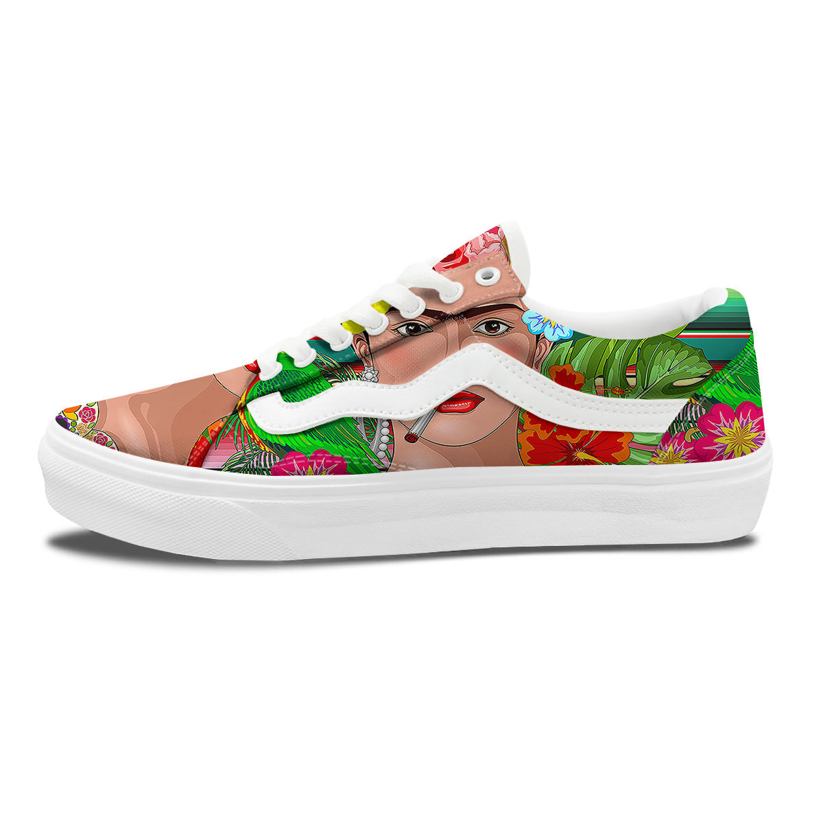 Serape Frida Kahlo Print Skate Shoes-grizzshop