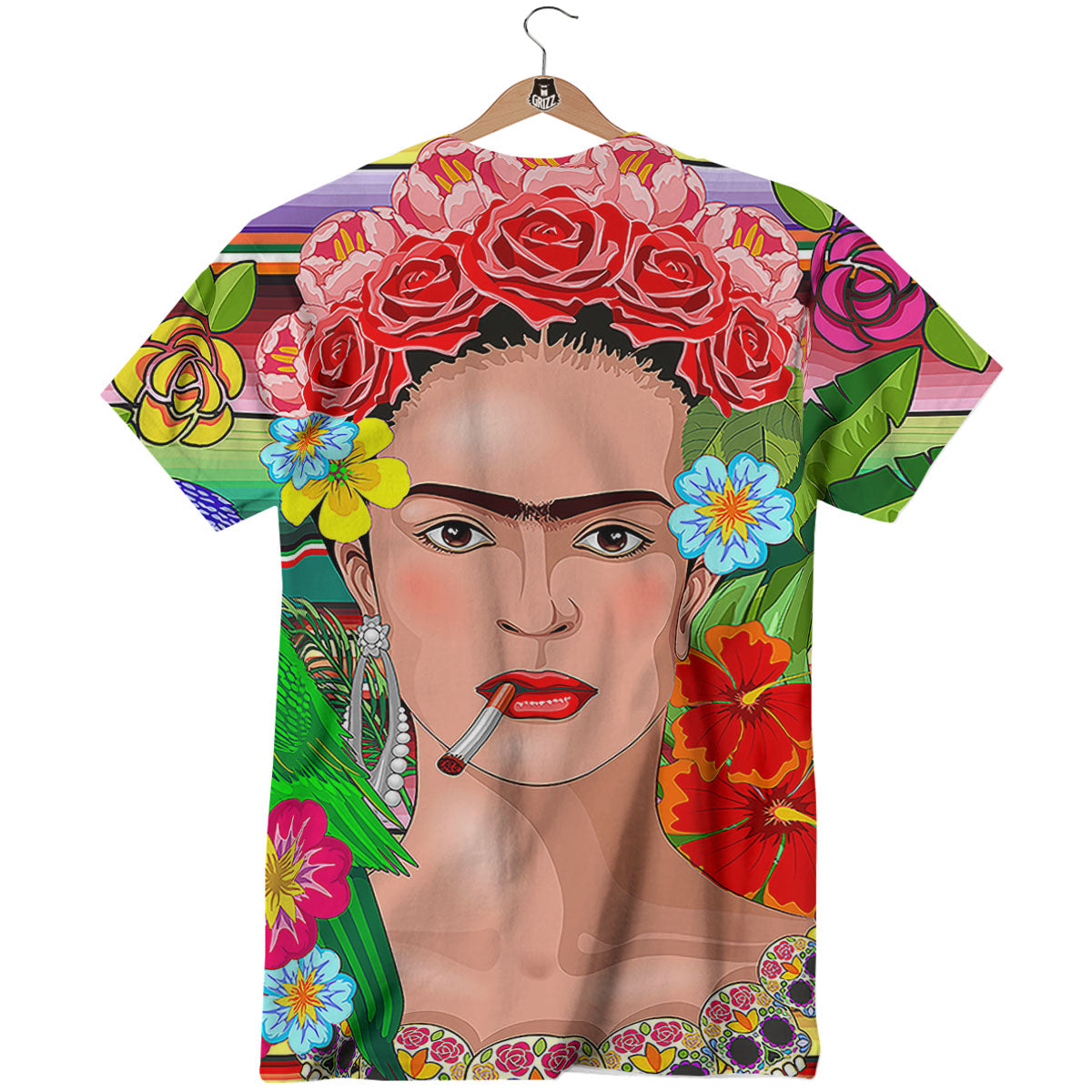 Serape Frida Kahlo Print T-Shirt-grizzshop