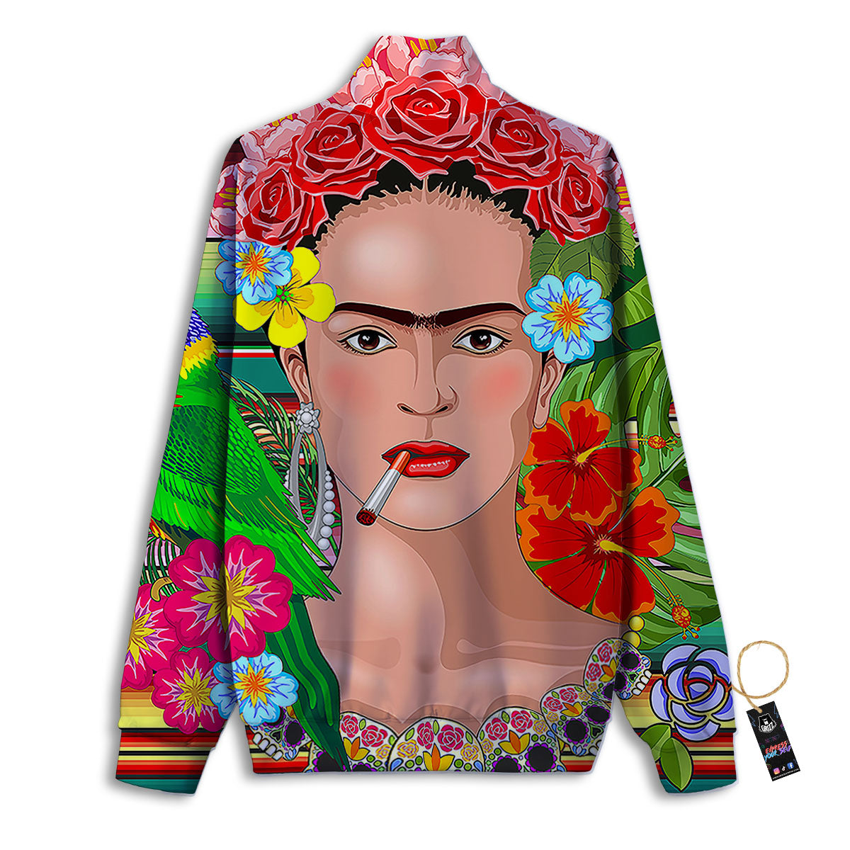 Serape Frida Kahlo Print Track Jacket-grizzshop