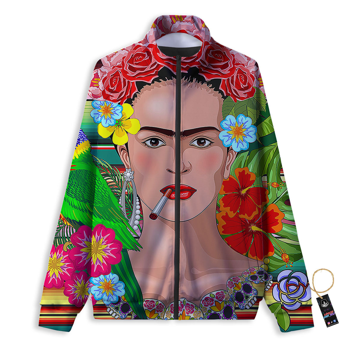 Serape Frida Kahlo Print Track Jacket-grizzshop
