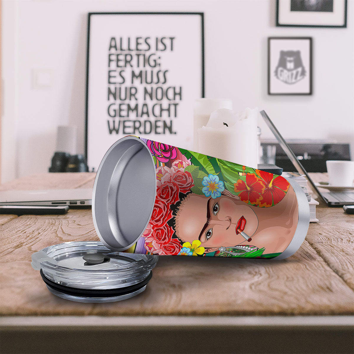 Serape Frida Kahlo Print Tumbler-grizzshop